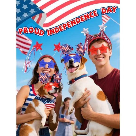8-Piece Patriotic Party Set – USA Glasses & Star Headbands - Picture 6 of 7